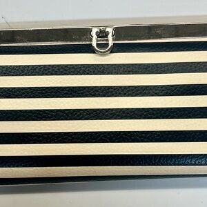 Chic Black and Cream Striped Clutch